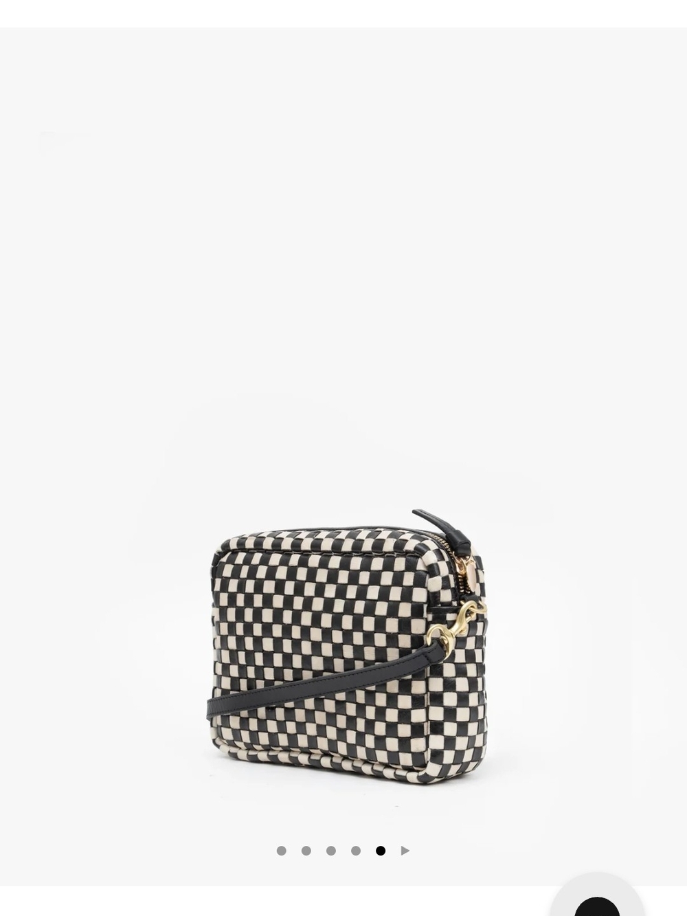 Woven Checker Crossbody Bag in Black & Cream